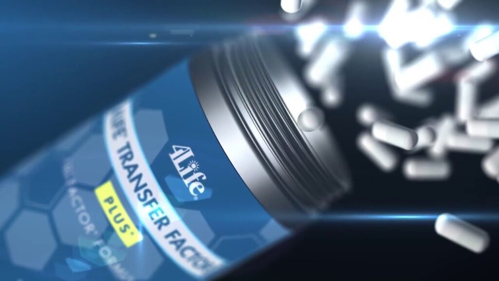 Un producto de 4Life con un efecto de edición: Transfer Factor Plus.